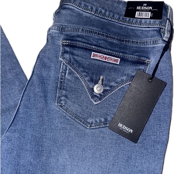 Hudson Women's Icy Blue Mid-Rise Stretch Straight Denim Jeans - Picture 2 of 2